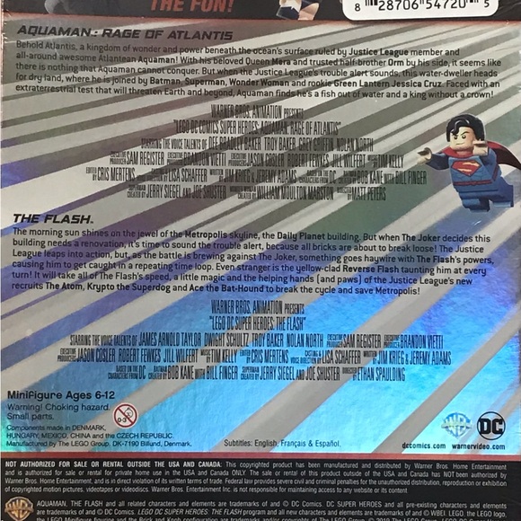 Lego DC Superheroes: Aquaman & The Flash Double Feature DVD & Green Lantern Fig - Picture 3 of 6